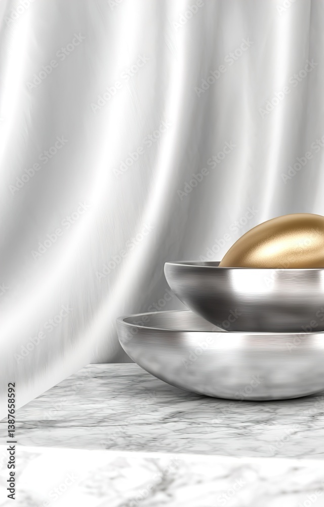 White draped tables and marble background