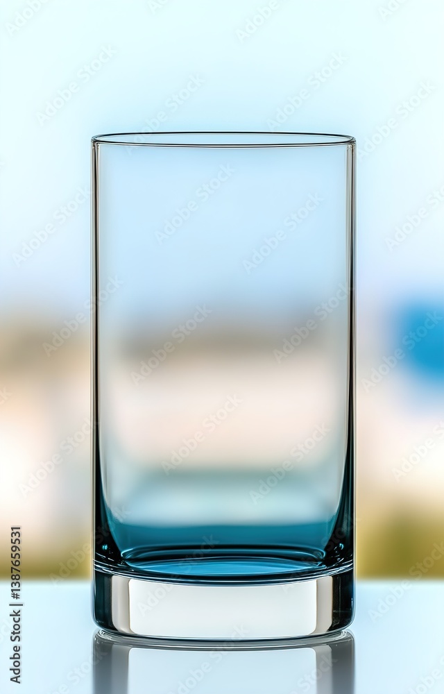Transparent glass cup made of high borosilicate isolated background