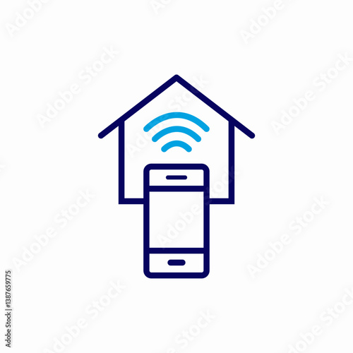 Mobile phone house access icon vector sign
