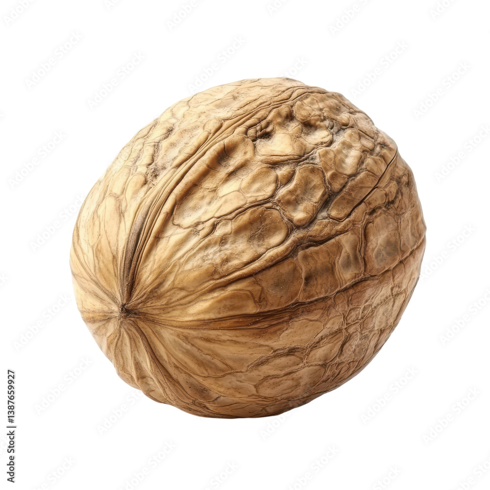 Natural Walnut Displayed Against a Clean White Background, on the transparent Background. PNG Format