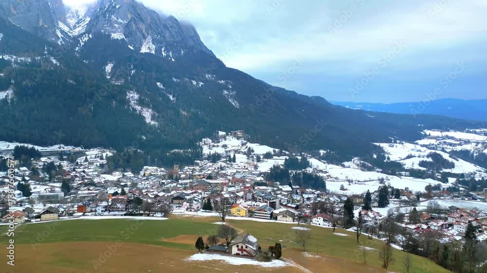 Castelrotto. Church of San Valentino, at the foot of the Alpe di Siusi. Dolomites