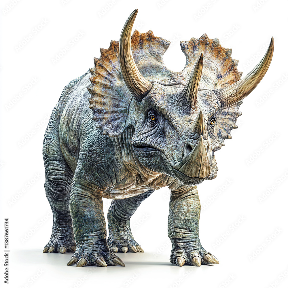 Fototapeta premium Triceratops with detailed texture on white background
