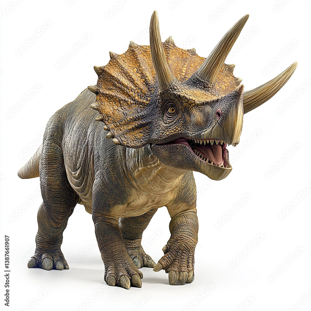 Fototapeta premium Triceratops with detailed texture on white background