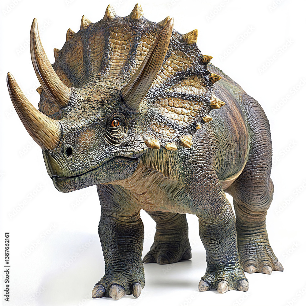 Fototapeta premium Triceratops with detailed texture on white background