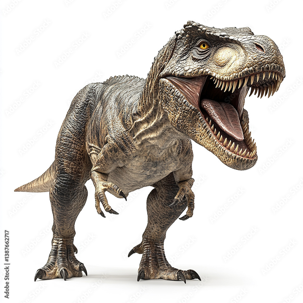 Fototapeta premium fierce Tyrannosaurus rex roars on white background