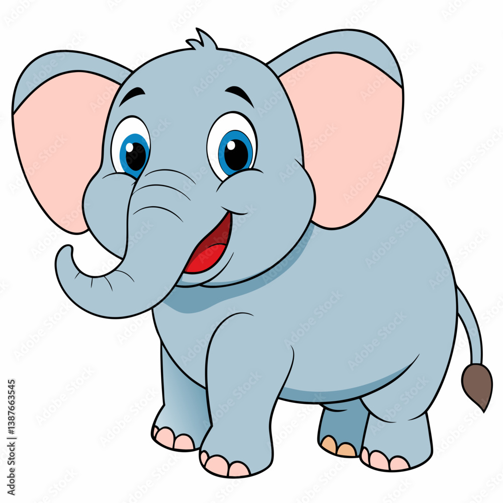 Fototapeta premium Cute cartoon elephant vector illustration