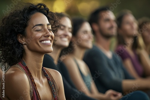 In a mindfulness class, a team of workers exhibit peacefulness and engagement, contributing to a culture of mental wellness