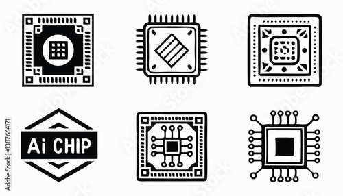 AI Chip Design in Technological Era: This image showcases a collection of meticulously designed AI chips, representing the cutting edge of technology and innovation.