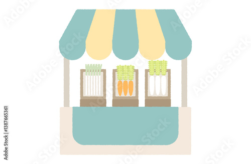 出店・屋台のベクラーイラスト 八百屋 野菜