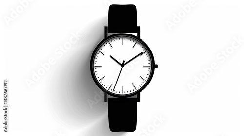 minimalist watch, simple design, white background, flat vector graphic art