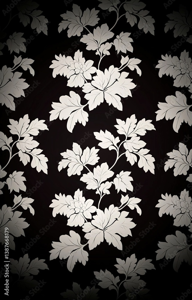 Floral ornamental abstract black background. Black