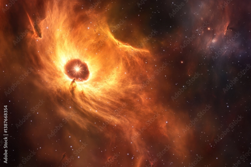 Fototapeta premium Stunning view of a vibrant nebula in deep space showcasing cosmic activity and stellar formation