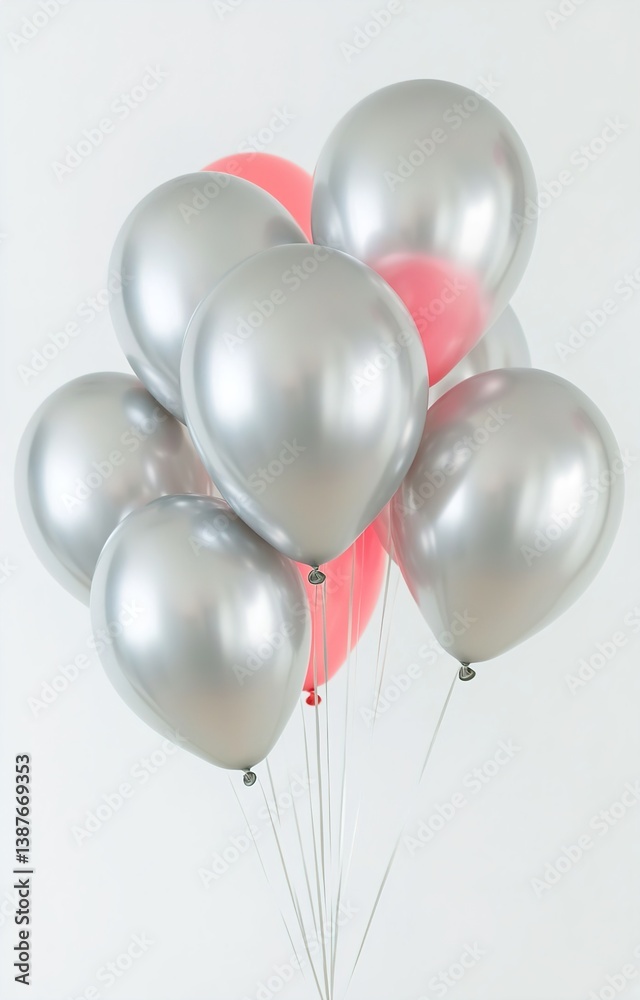 Silver Balloon Cluster isolated background