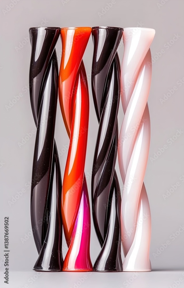 Intertwined glossy colorful strands. isolated