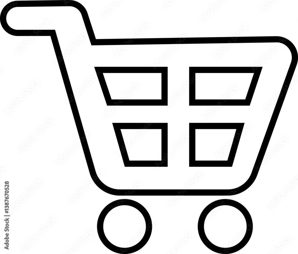 Shopping cart trolley icon in line isolated on transparent background Shopping cart trolley icon in line isolated on transparent background