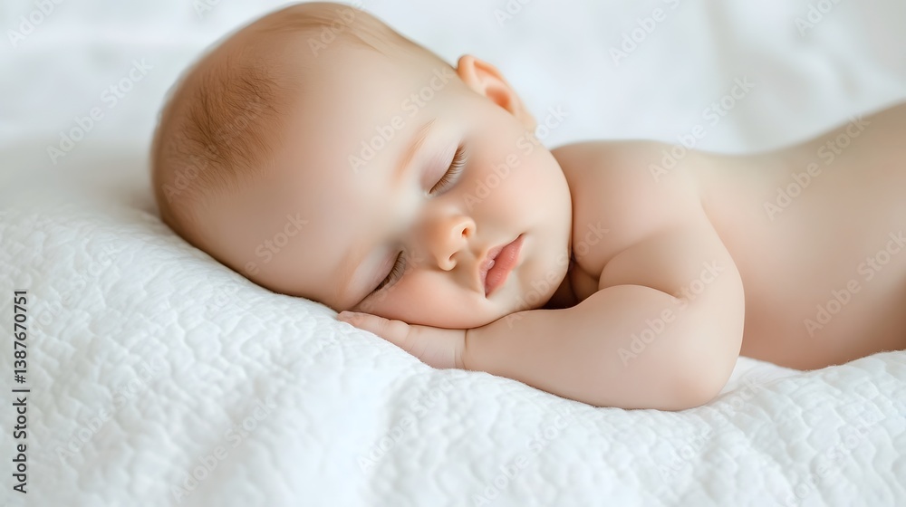 Peaceful Newborn Sleeping Soundly in Cozy Bedroom Setting, Emphasizing Rest and Tenderness Peaceful Newborn Sleeping Soundly in Cozy Bedroom Setting, Emphasizing Rest and Tenderness