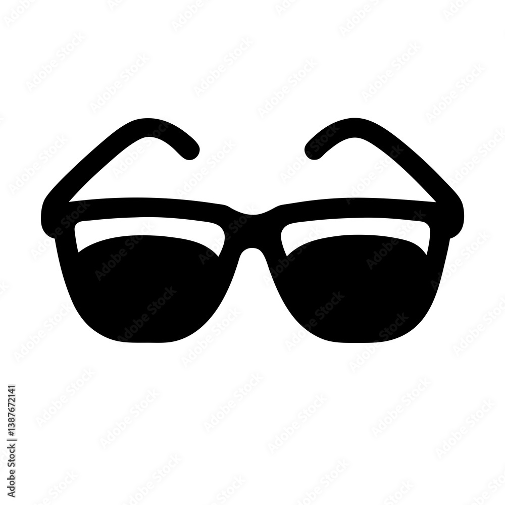 Simple Black Sunglasses Icon Isolated On White Background Summer Accessory Design Simple Black Sunglasses Icon Isolated On White Background Summer Accessory Design
