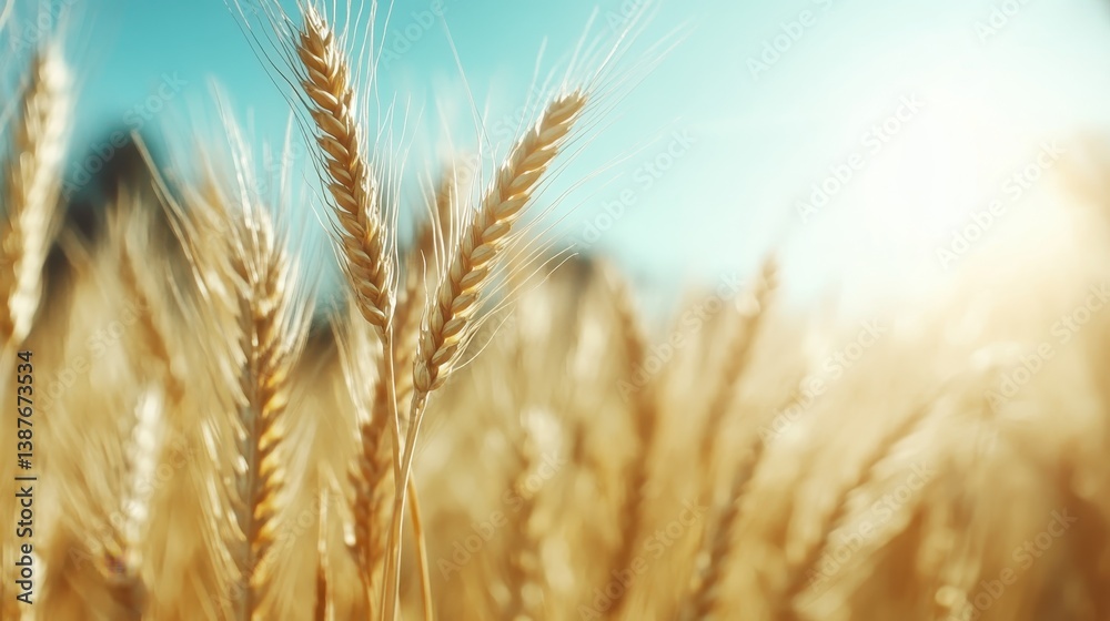 A stunning view of golden wheat stalks waving gently in the sunlight, showcasing the beauty of nature's bounty in a serene outdoor setting during harvest time. A stunning view of golden wheat stalks waving gently in the sunlight, showcasing the beauty of nature's bounty in a serene outdoor setting during harvest time.