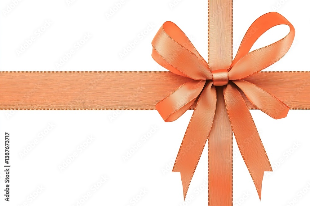 Fototapeta premium Coral Ribbon Bow, Gift Wrap, Simple Design