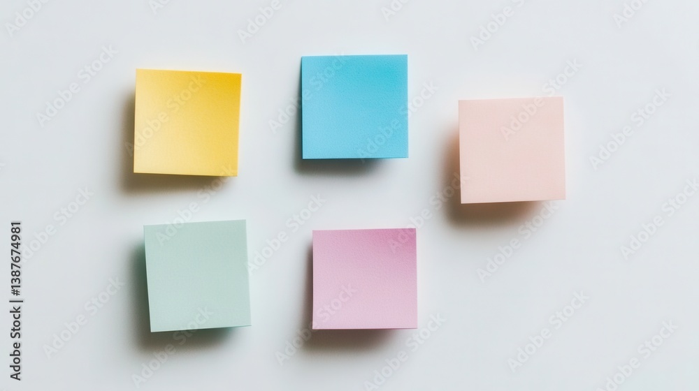 Colorful sticky notes arranged on a white background Colorful sticky notes arranged on a white background