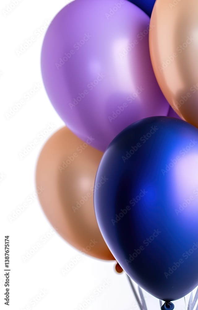 Blue balloons on a white backdrop, cut out - stock png. isolated background
