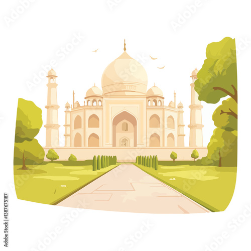 Taj mahal isolated on a white background