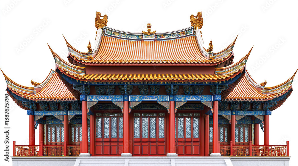Obraz premium Traditional Chinese architecture with ornate roof and vibrant colors