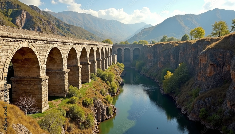 Naklejka premium Scenic Bridge Over Tranquil River