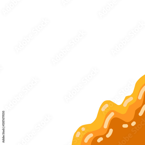Sweet honey drip vector for background. Flat minimalist design. Abstract Melted caramel drip. Candy dalgona splash. 