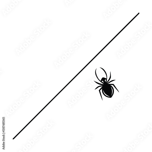 Spider Thread Drop Line Art Vector Illustration