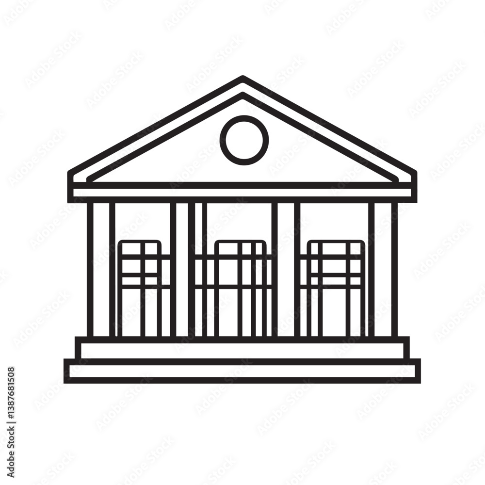 Building outline represents architecture on white background Building outline represents architecture on white background