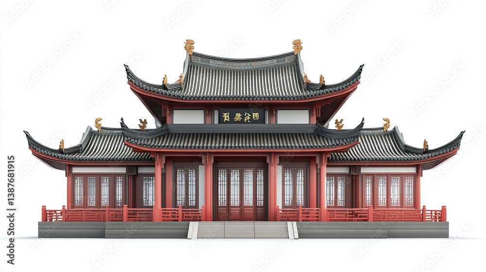 Naklejka premium Traditional Chinese architecture with ornate roof design
