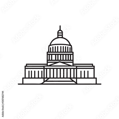 Capitol building displays architecture line exterior illustration white background