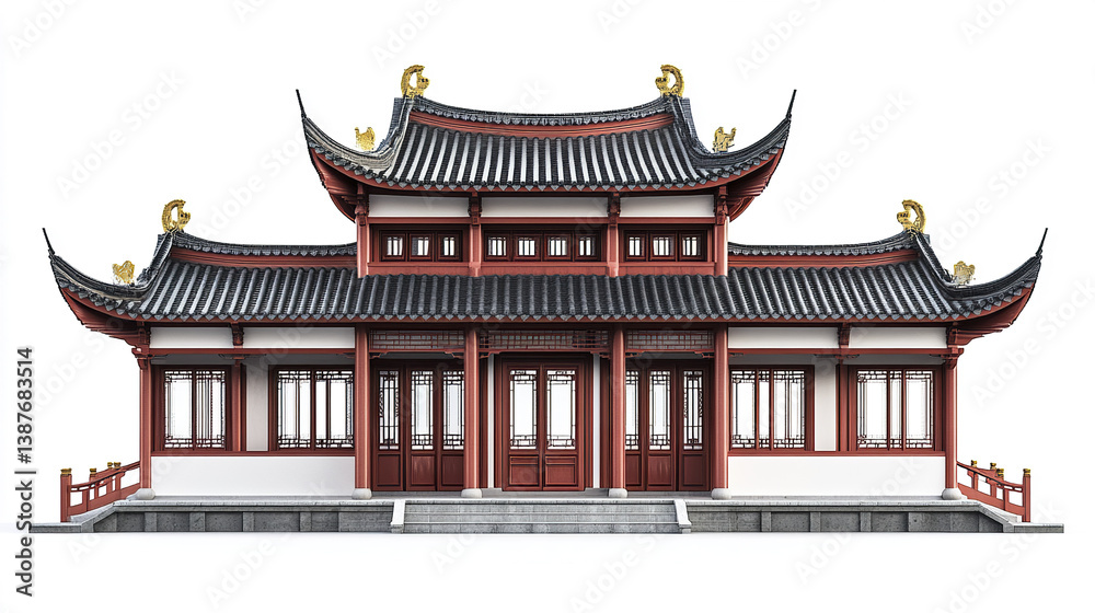 Fototapeta premium Traditional Chinese architecture with ornate roof design