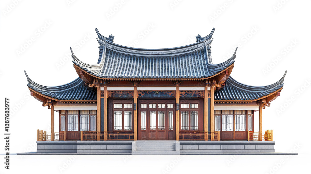 Obraz premium Traditional Chinese architecture with ornate roof design