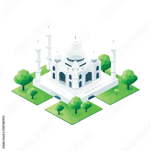 Taj mahal isolated on a white background