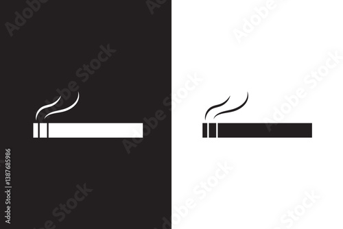 smoking icon linear graphics set vector in black and white, eps10