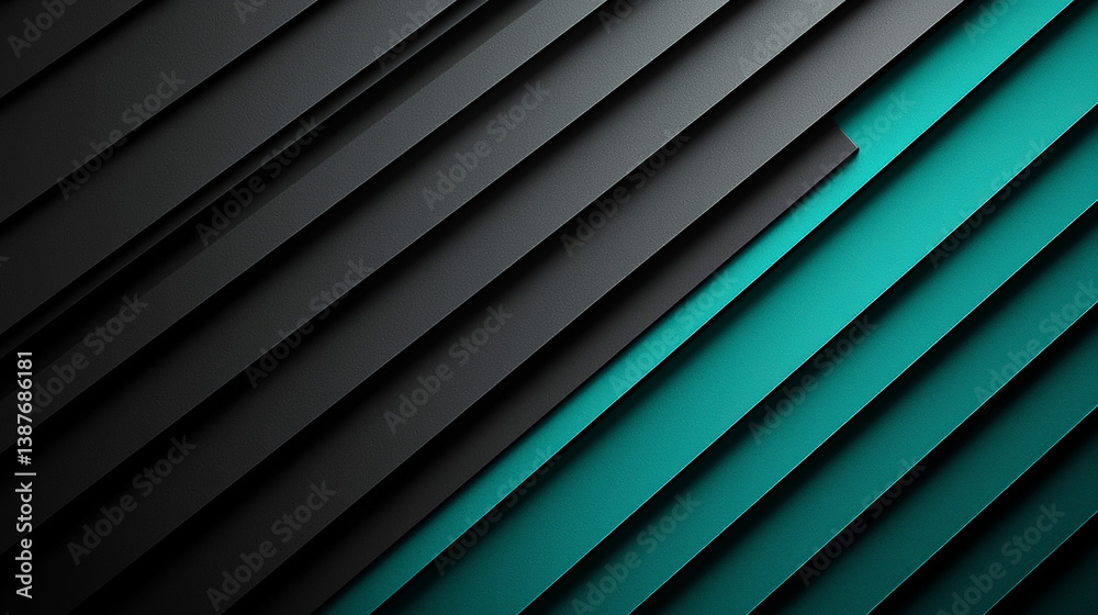 Obraz premium A striking visual featuring a black background illuminated by vertical teal gradient lines. Generative AI