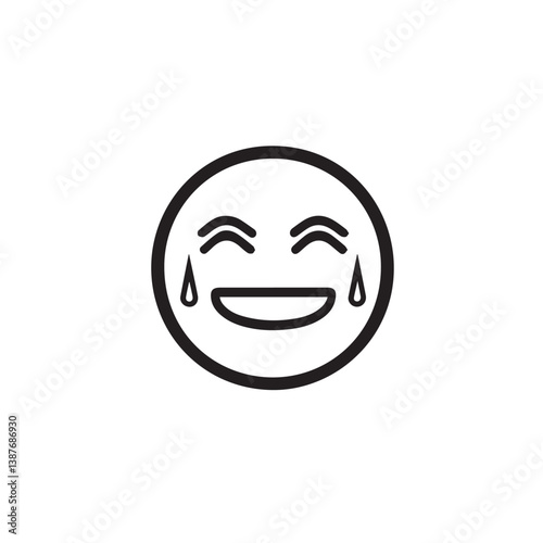 Laughing emoji expresses joy showing tears on white background