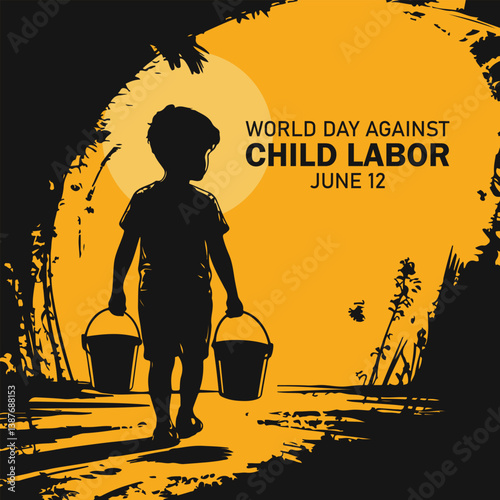 world day against child labor good for world day against child labor celebration. flat design. flyer design. Poster minimalistic art