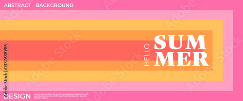 Geometric abstract horizontal background. Modern template with rectangle for summer time concept. Vintage 70s style. Minimalist trendy design for print, cover, social media, brochure, ads, banner