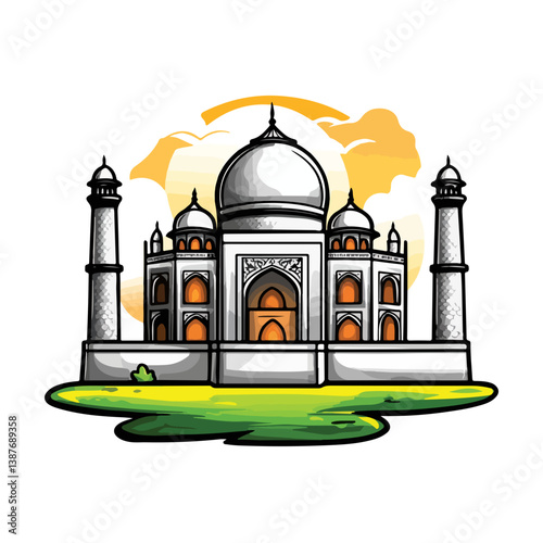 Taj mahal isolated on a white background