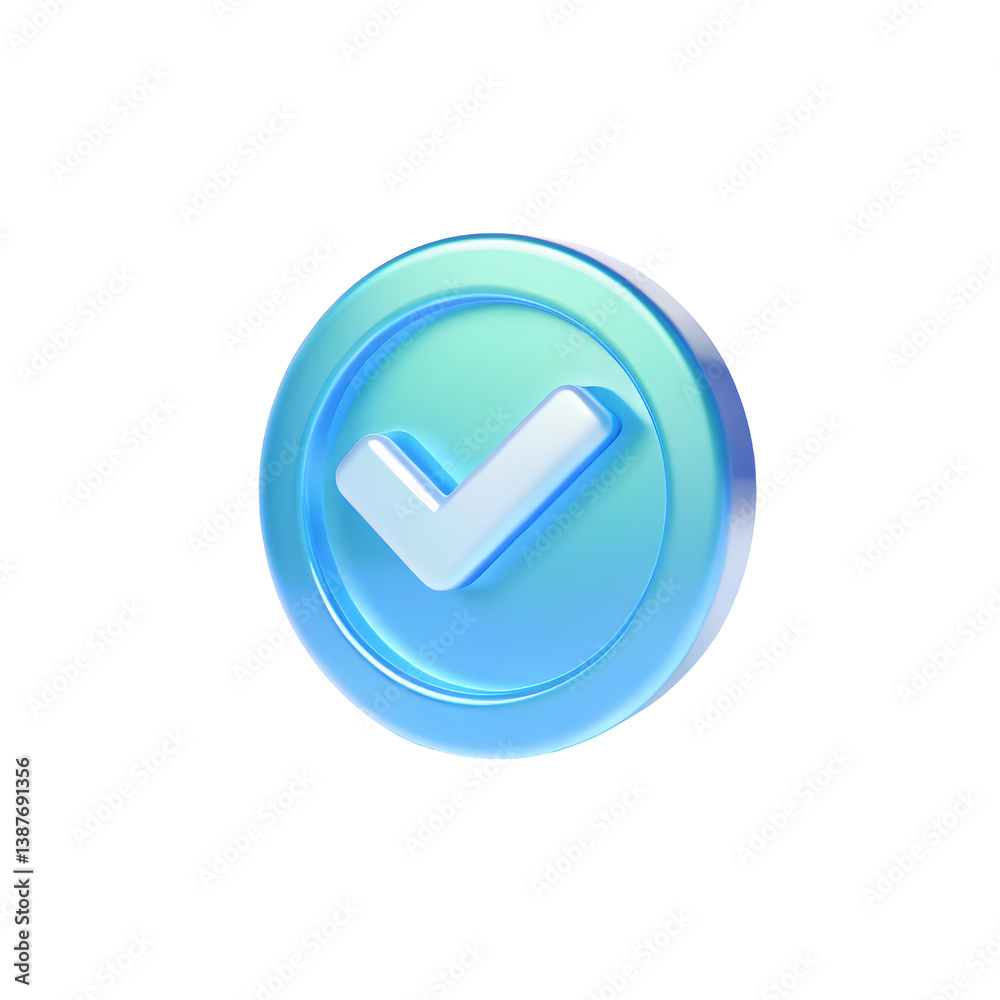3D Blue Check Mark Badge Icon Isolated on White Background 3D Blue Check Mark Badge Icon Isolated on White Background