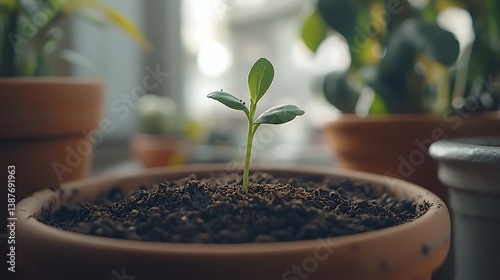 Sprout in Pot - Sunny Windowsill photo