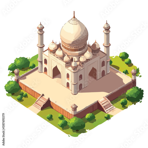 Taj mahal isolated on a white background