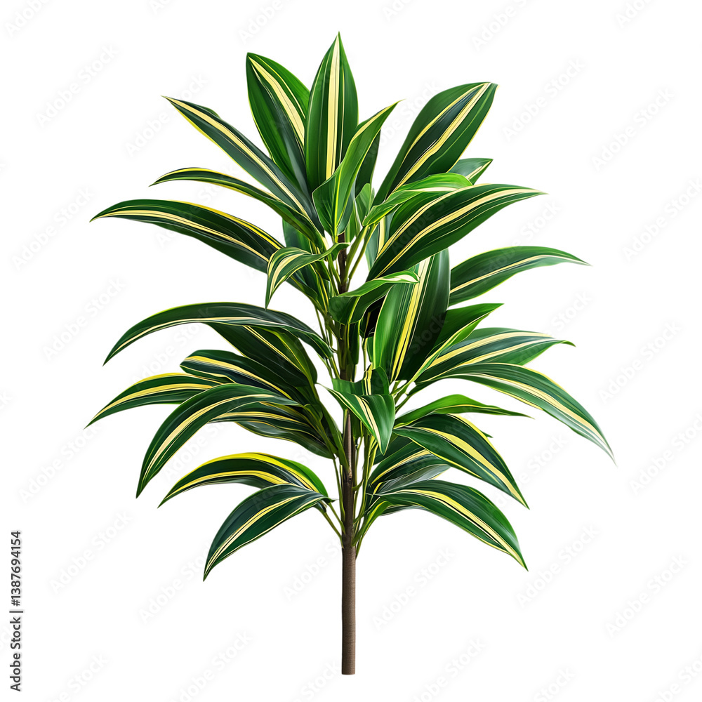Obraz premium Dracaena Plant with Striped Leaves Isolated on Transparent Background