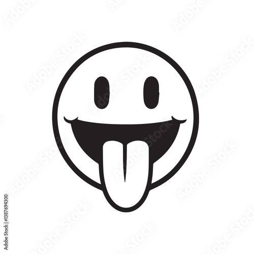 Cartoon face sticks tongue out isolated flat design