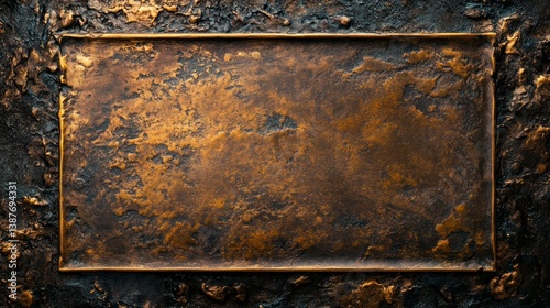 Rustic bronze metal plate texture background.