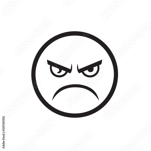 Angry face icon expresses resentment emotion graphically isolated