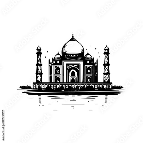Taj mahal isolated on a white background